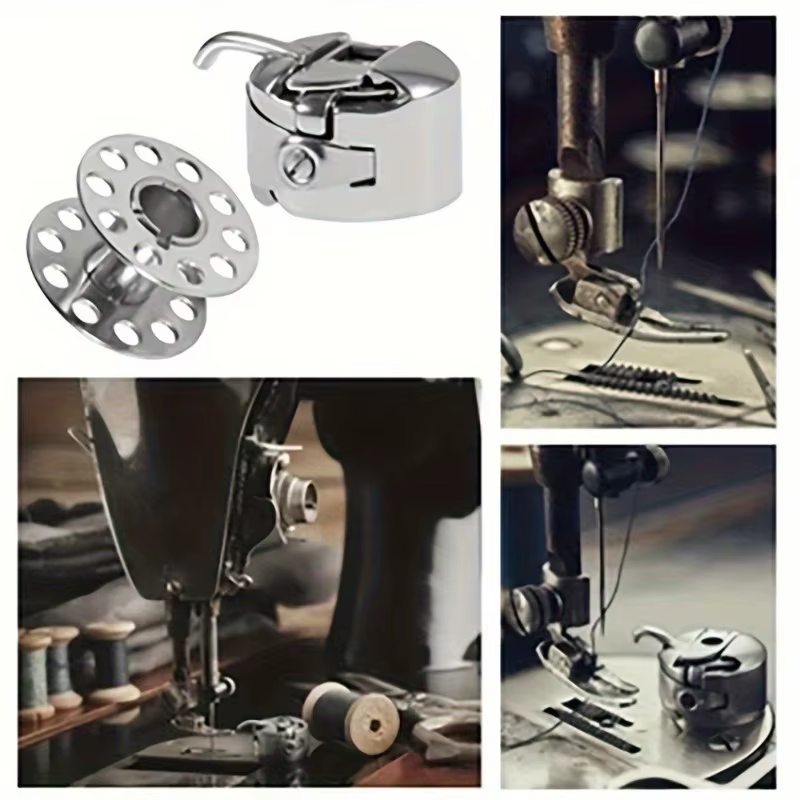 Boîtier de canette + 10 bobines métalliques adaptées à Brother Janome Singer, Machine à coudre domestique, accessoires, outils, 2 pièces