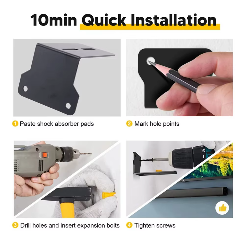 Supports muraux universels pour barre de son, support d'étagère murale Anti-chute, support de montage pour haut-parleur, facile à installer