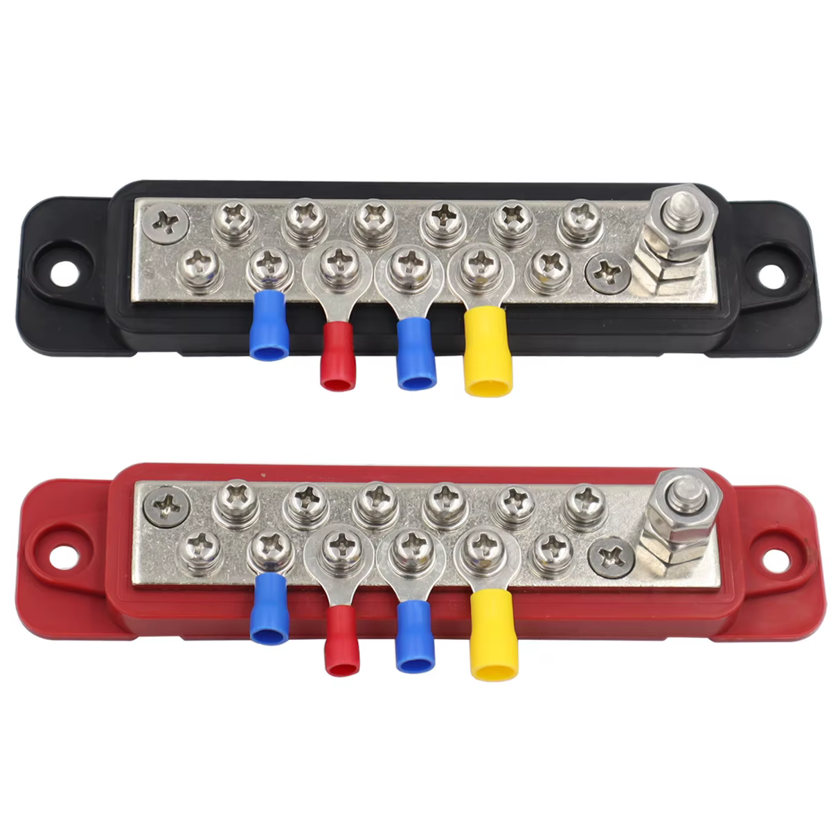 Bloc de Distribution à 12 bornes, barre omnibus DC 48V 12P, barres de câblage avec couvercles + bornes à anneau pour Automobiles, camping-car, Yacht