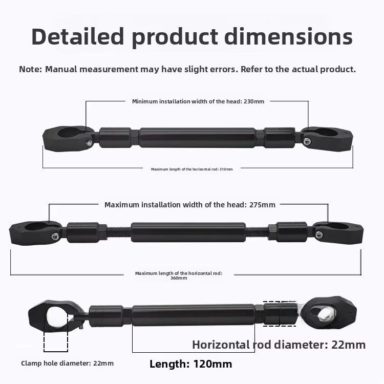 Support de barre d'extension de guidon de véhicule électrique, extension de tige d'équilibre de renforcement pour modification de moto réglable S...