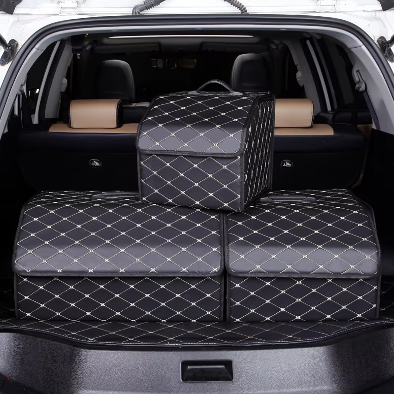 Boîte de rangement pour coffre de voiture, grande capacité, outils multi-usages automobiles, sac de rangement, rangement, rangement, cuir, pliable pour l'urgence
