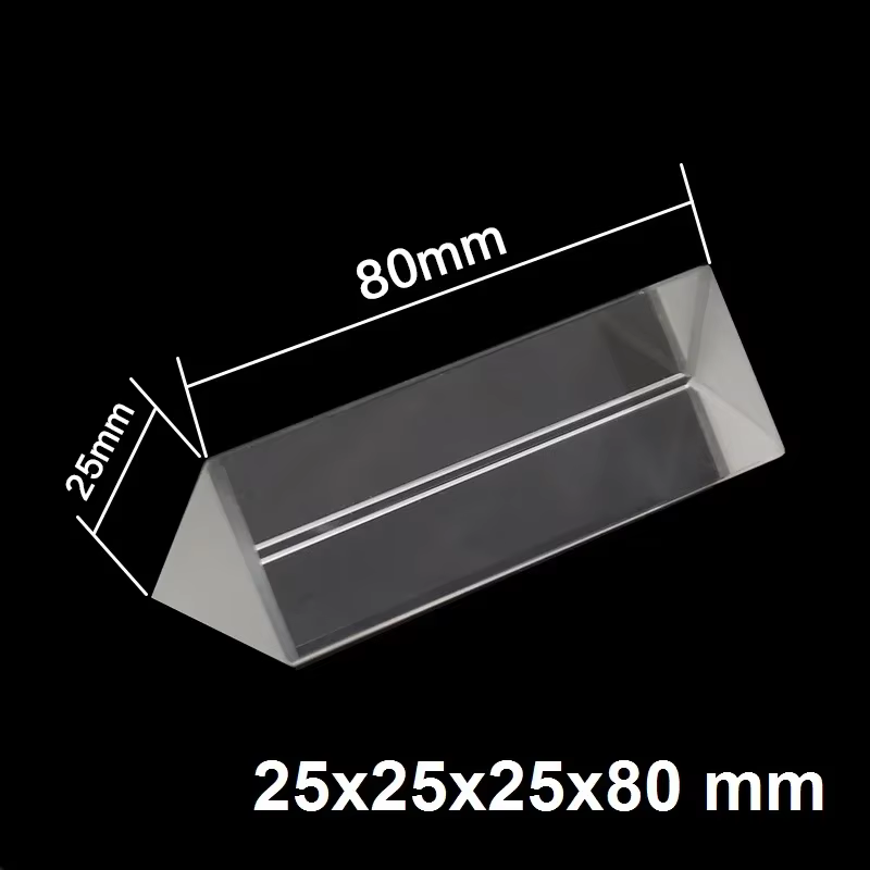 Prisme triangulaire BK7, 25x25x80mm, prismes optiques en verre, enseignement de la physique, spectre de lumière réfracté, arc-en-ciel, cadeau pour enfants et étudiants