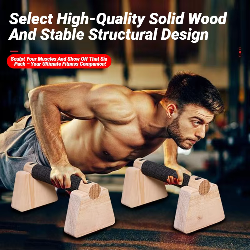 1 Paire de Barres de pompes en bois pour exercices de fitness