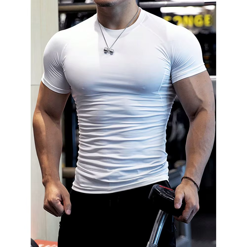 T-shirt de sport à manches courtes pour hommes, haut de course