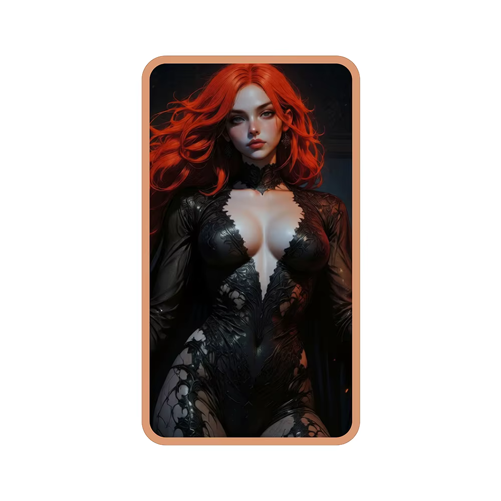Barre de cuivre pur 0,999 de 1 oz, motif Sorcière aux cheveux roux et pierre bleue, Bijou d'art fantastique, Collection de lingots de cuivre pur, Cadeau