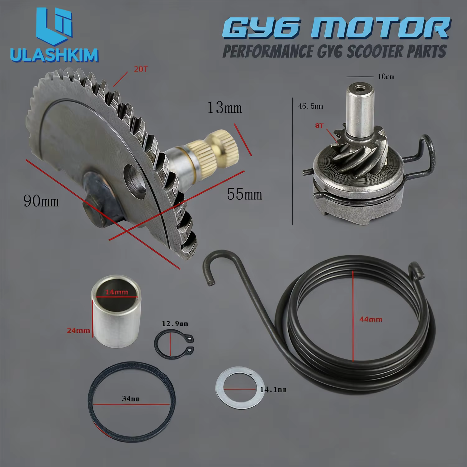 Kit d'arbre de démarreur pour Scooter GY6 50cc 80cc 139QMB 139QMA, kit d'installation de griffe de démarreur de moteur 350g