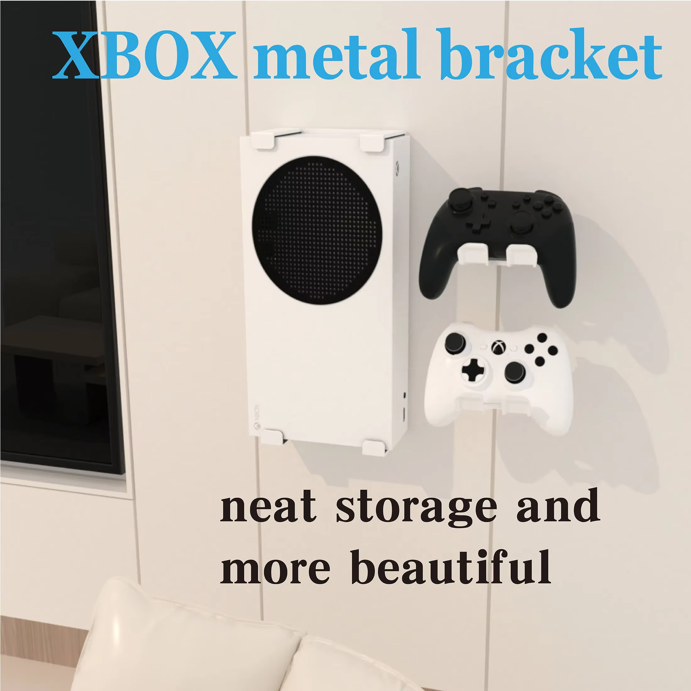 Support de montage mural pour Xbox série S, suspension verticale en métal sur le mur ou sous le bureau, support d'étagère murale pour accessoires de jeu XSS