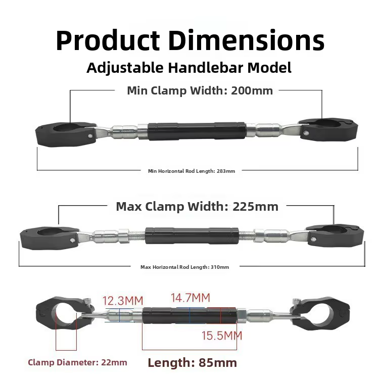 Support de barre d'extension de guidon de véhicule électrique, extension de tige d'équilibre de renforcement pour modification de moto réglable S...