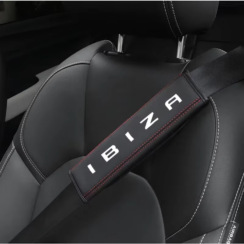 Pour Seat ibiza 2010 2016 2019 2020 1pc peau de vache voiture intérieur ceinture de sécurité protecteur couverture pour Seat ibizacar Auto accessoires