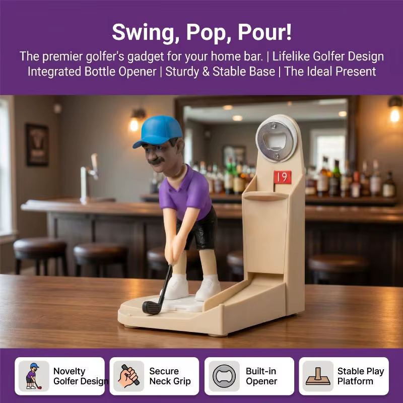 ㈅ Figurine de golfeur, ouvre-bouteille avec fente pour collectionneur de capsules, décoration de bar à domicile, cadeau pour les amateurs de golf, gadget de cuisine