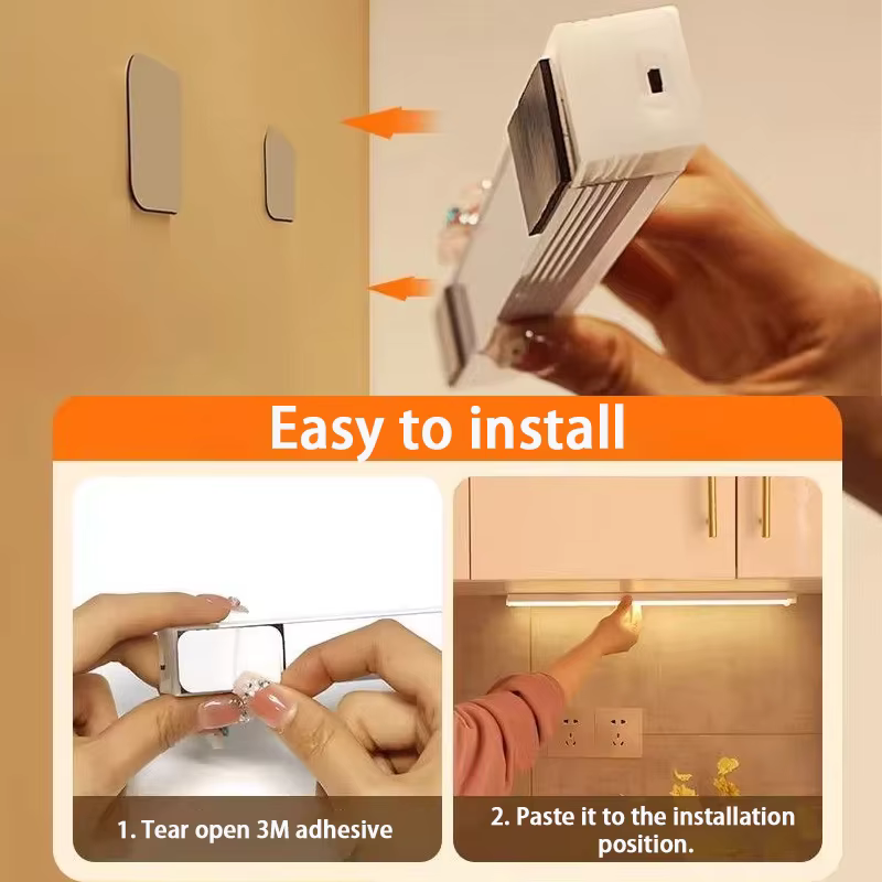 Veilleuse LED sans fil avec détecteur de mouvement, type C, aste, armoire, lampe de garde-robe, rétroéclairage d'escalier pour cuisine