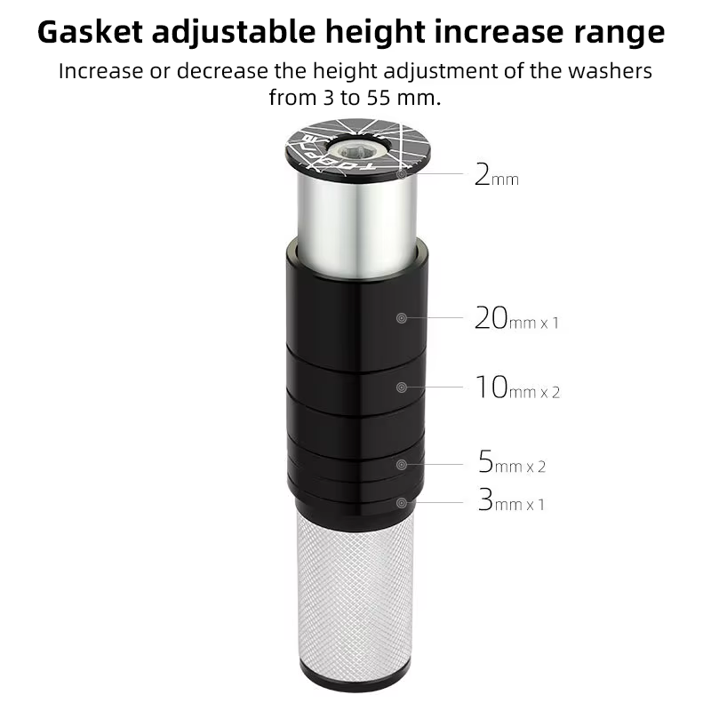 TOOPRE Kit d'extension de guidon dissimulé en alliage d'aluminium 3-55 mm réglable pour VTT et vélo de route