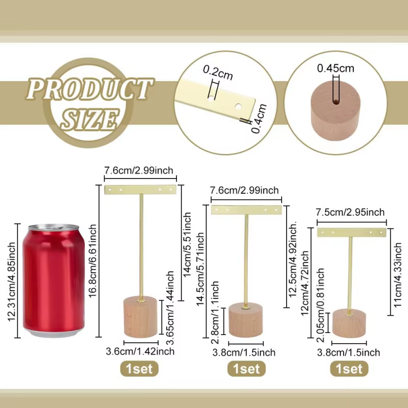 Présentoir de boucles d'oreilles en métal, support à bijoux avec Base ronde en bois, supports suspendus pour boucles d'oreilles, organisateur de bijoux