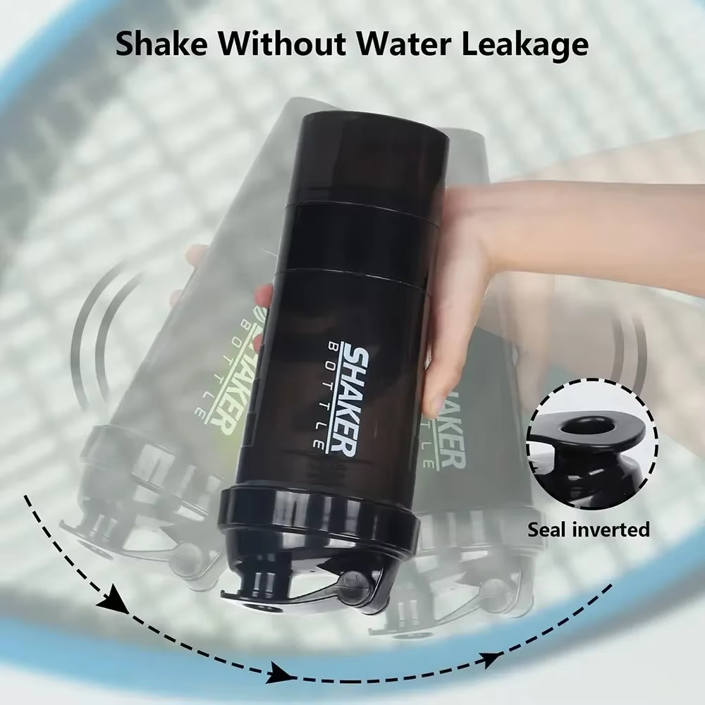Bouteille de protéines Shaker à 3 couches