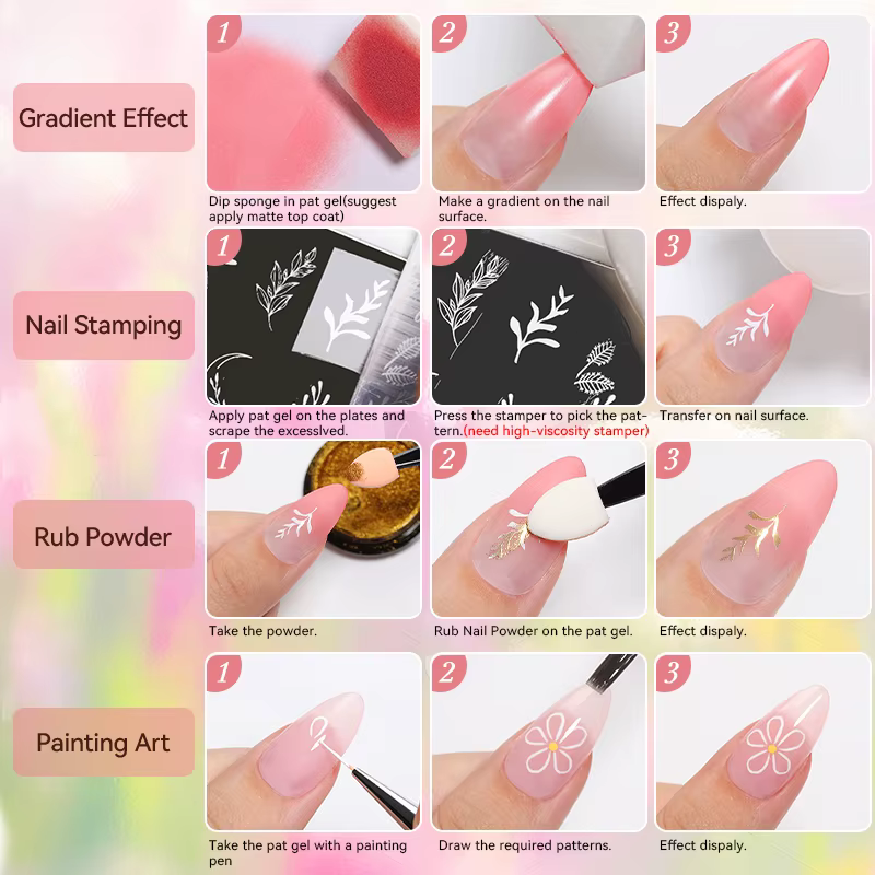 UR SUGAR 4 en 1 Pat peinture Gel ongles couleur rose chair peinture Liner Nail Art utilisé pour dégradé couverture bord ongles estampage motif