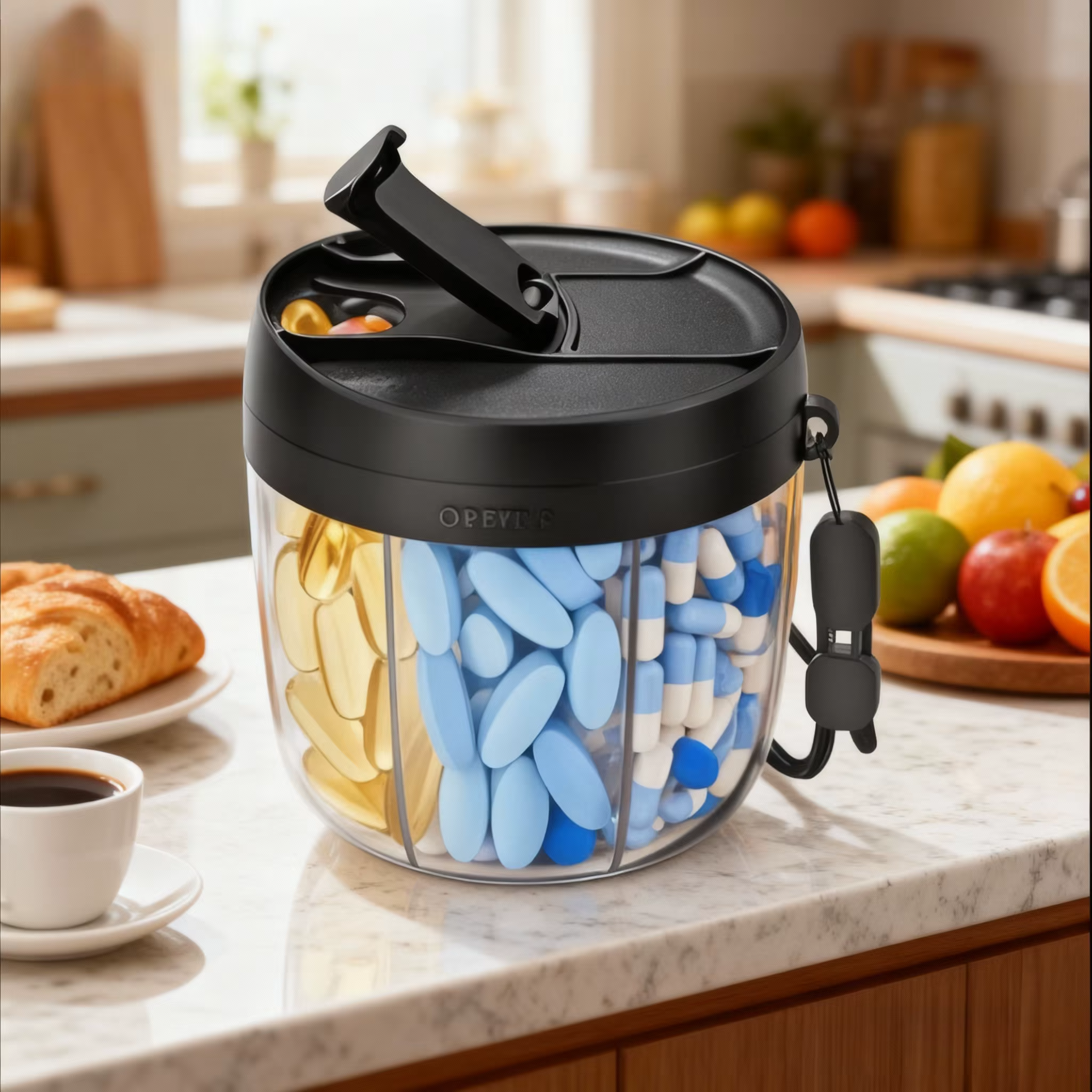Boîte de rangement portable à 7 compartiments pour compléments vitaminiques