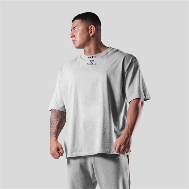 LYFT 100% coton hommes T-Shirt de gymnastique coupe ample à manches courtes Sport Fitness course entraînement chemise d'entraînement en tailles M à XXXL