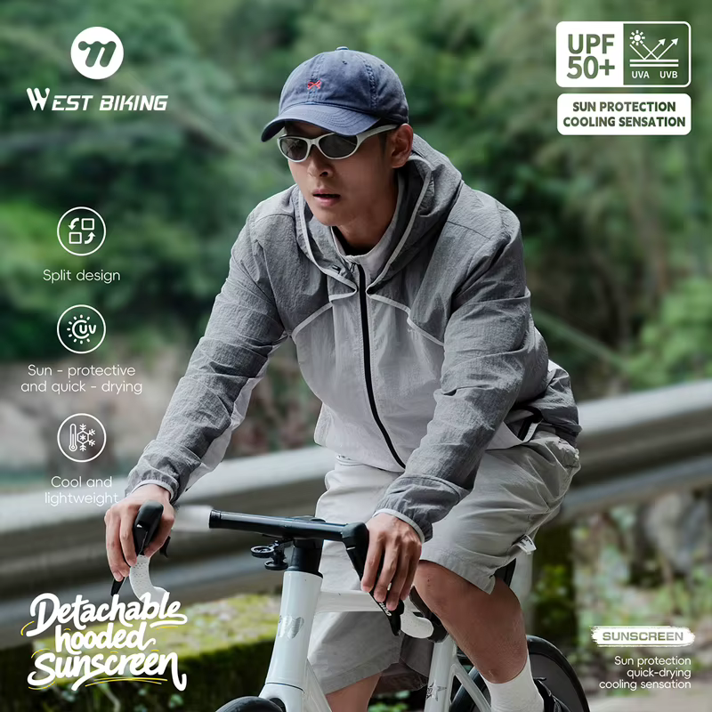 WEST BIKING – veste de vélo à capuche détachable