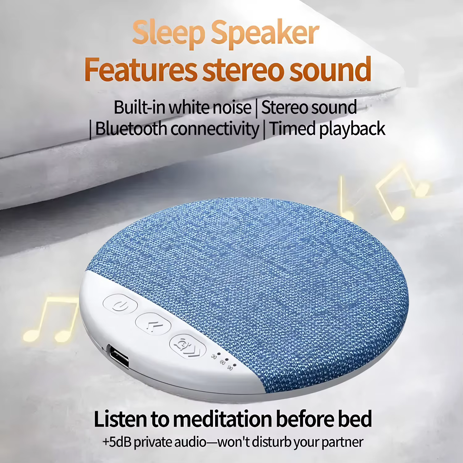 Mini haut-parleur Bluetooth portable, sons de la nature, bruit blanc, barre de son, lecteur de musique sans fil, ultra-mince, arrêt programmé, lecteur audio