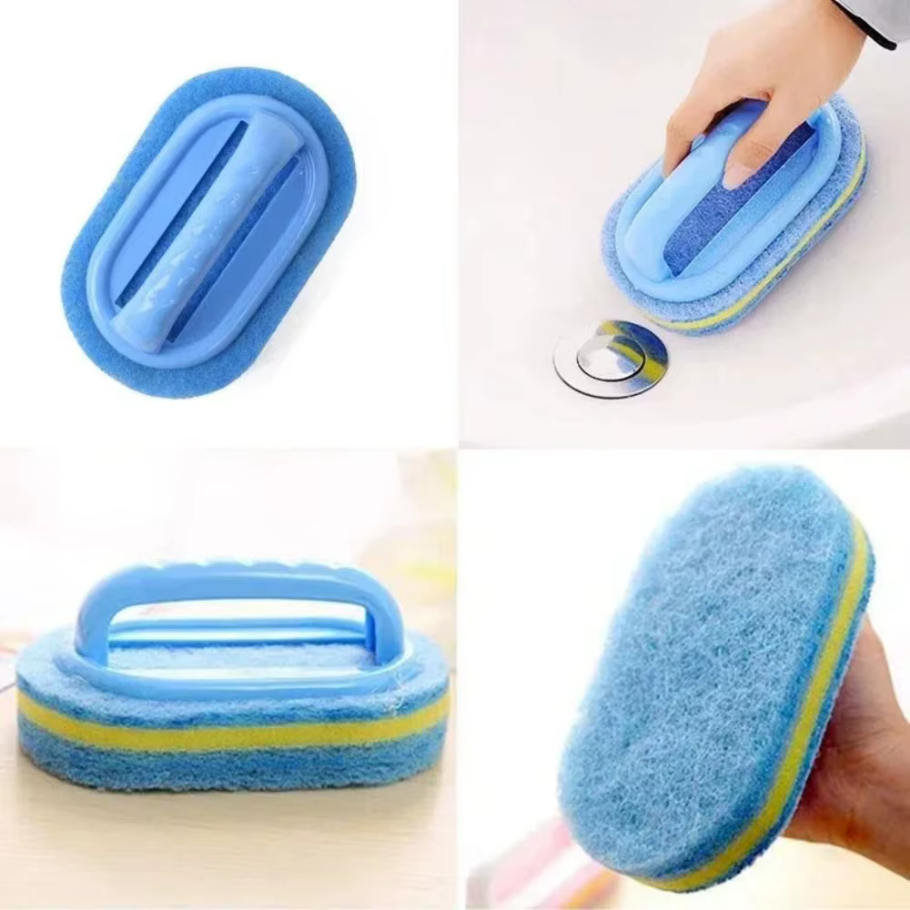Éponge de nettoyage multifonctionnelle avec poignée pour cuisine, salle de bain, carrelage, verre, baignoire, élimination des taches, design ergonomique