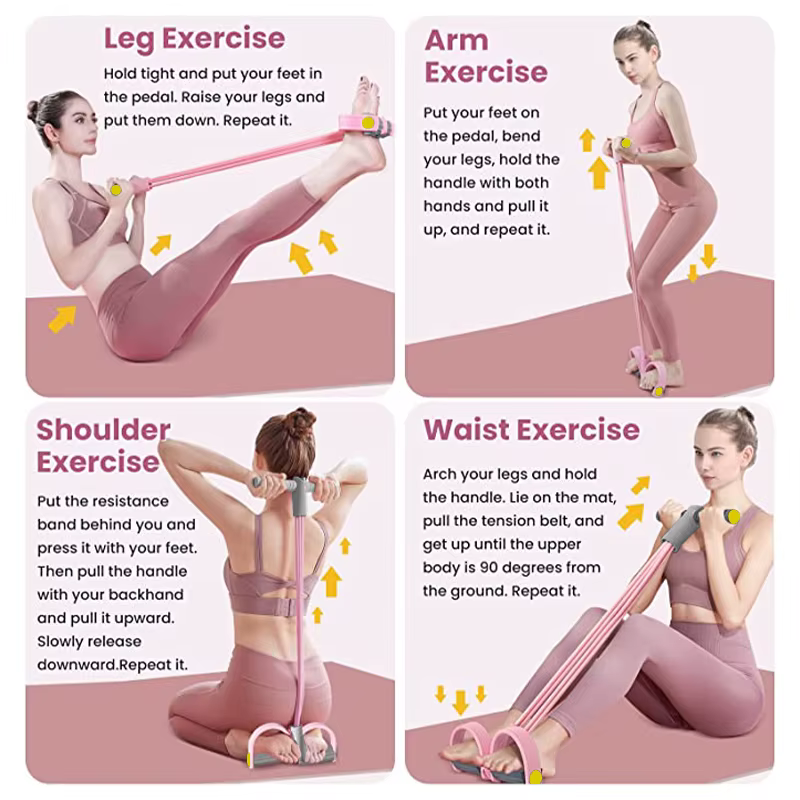 Bandes de résistance, extracteur de pédale de Yoga à 4 tubes, corde de traction élastique, équipement de Fitness pour l'entraînement de l'abdomen, de la taille et des bras