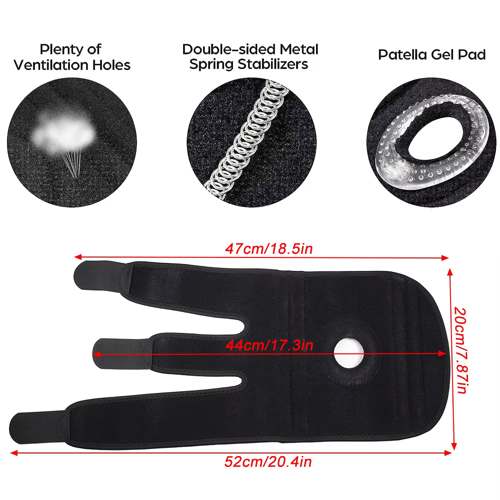 Genouillère avec stabilisateurs latéraux et coussinets de Gel rotulien pour un soutien maximal de la douleur au genou et une récupération rapide pour hommes et femmes, 1 pièce