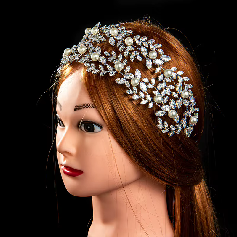 Accessoires pour cheveux de mariage, bandeau de mariée, diadèmes en cristal CZ, perles, diadèmes et couronnes de mariée élégantes, couvre-chef pour fête d'anniversaire pour femmes