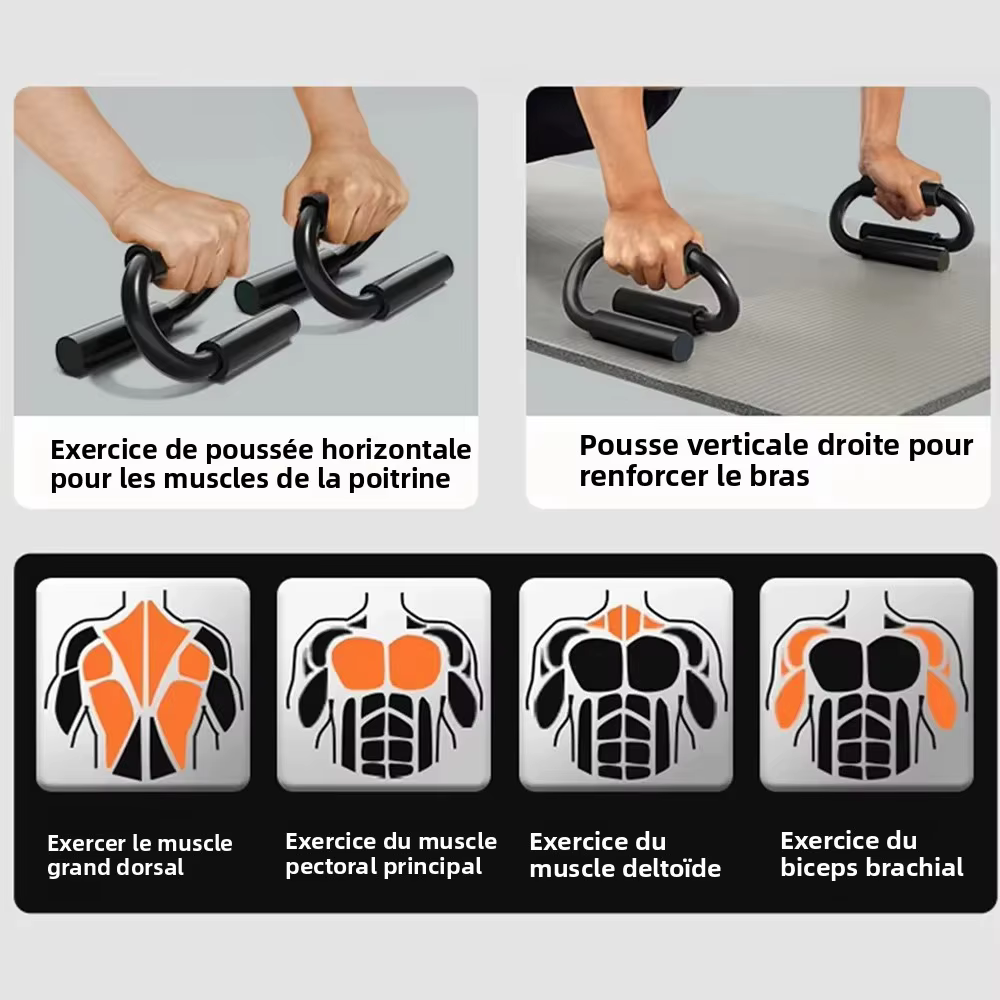 1 paire de barres de musculation de type S avec poignées en mousse antidérapantes