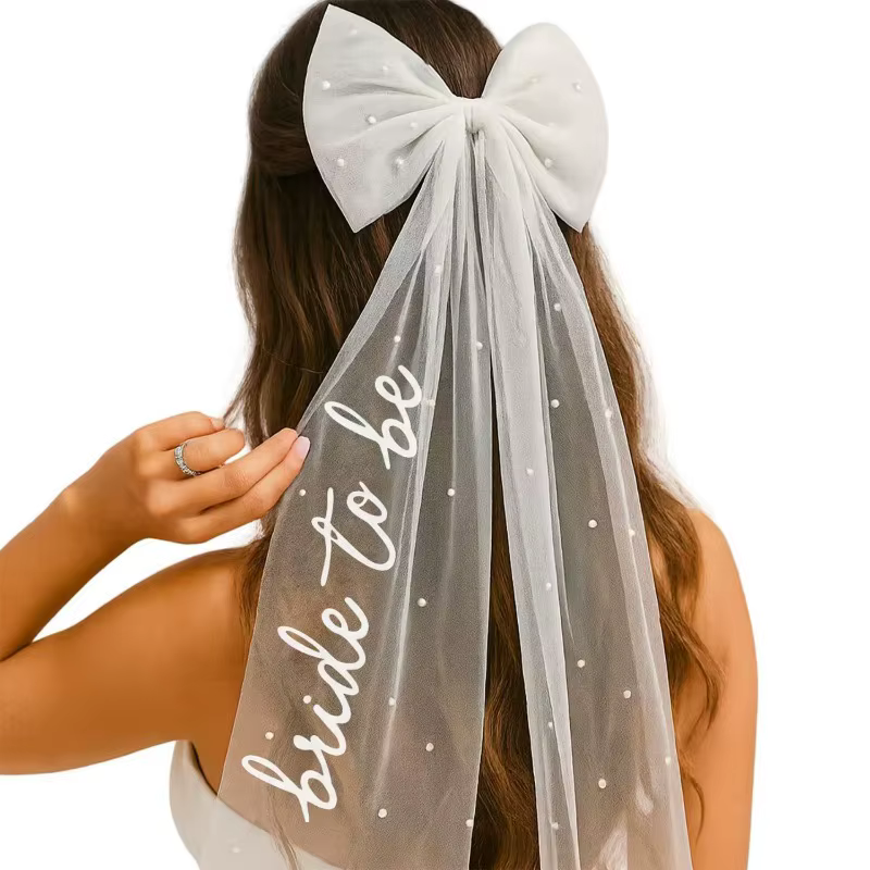 Voile à nœud pour future mariée, enterrement de vie de jeune fille, événements de mariage, design avec nœud en tulle, accessoire romantique élégant et mémorable