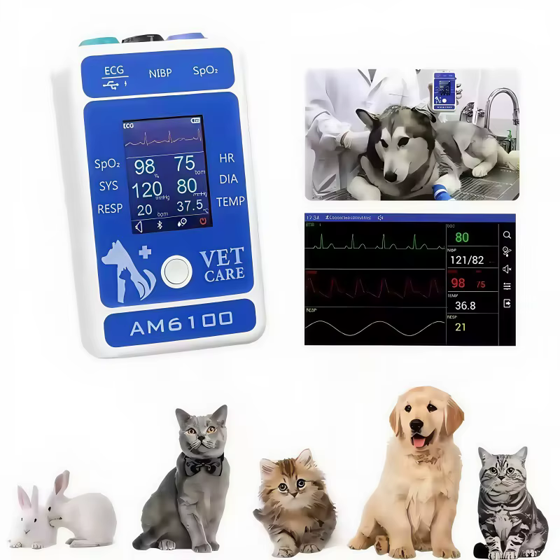 Accessoires pour moniteur vétérinaire Am6100 : Mesure de diverses paramètres vitaux animaux (PR, HR, NIBP (tension artérielle), SpO2, fréquence respiratoire, TEMP)