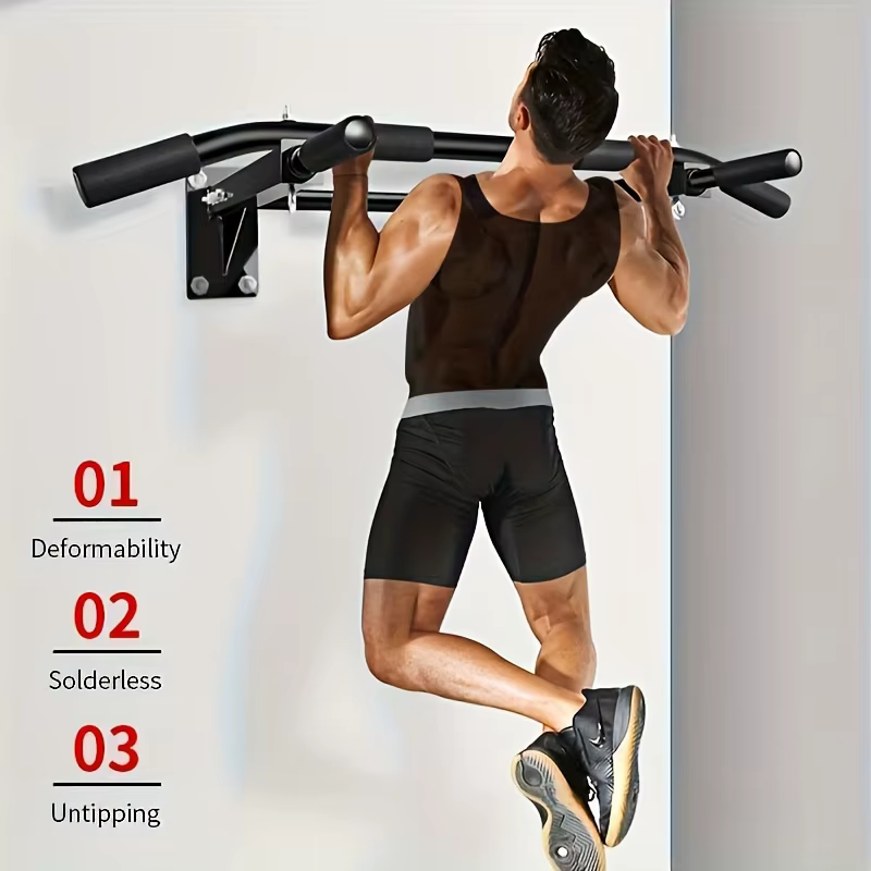 Barre de traction murale pour salle de sport à domicile avec structure triangulaire stable