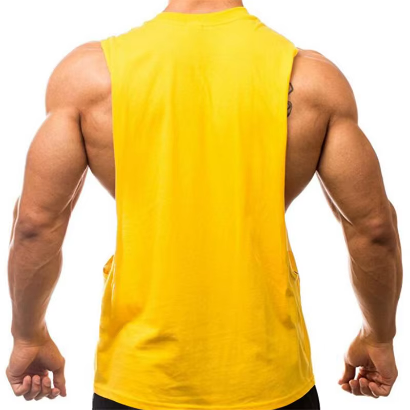 Gym musculation vêtements de course été coton respirant Singlets hommes formation sans manches débardeurs grandes fentes latérales chemises