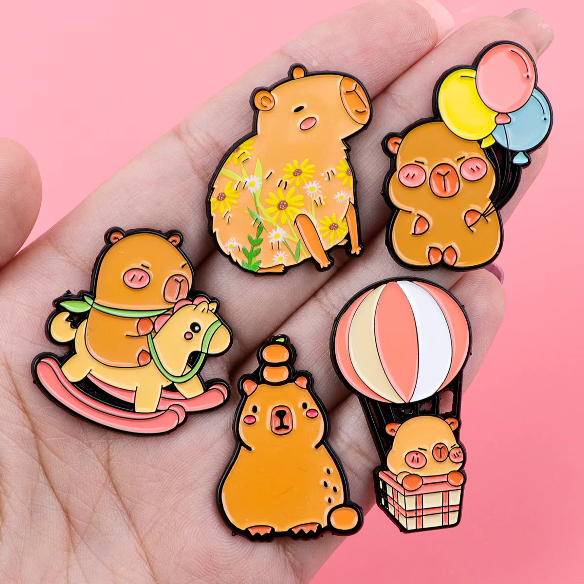 Broche Capybara en émail, Badges d'animaux de dessin animé sur sac à dos, broches pour femmes et hommes, épingles à revers, accessoires de Cosplay, cadeaux pour enfants