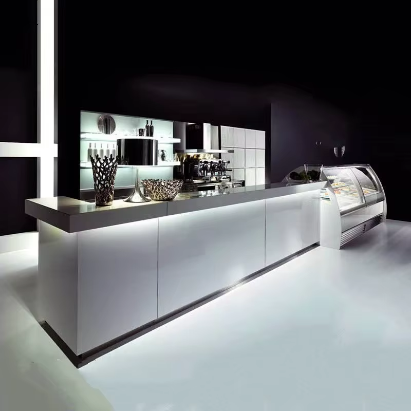 Comptoir de bar commercial pour restaurant à vendre – Idée de bar moderne et rétro, comptoir de bar en acier inoxydable de haute qualité, comptoir à café personnalisé