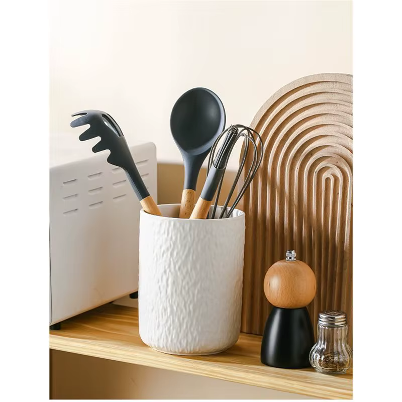 Porte-ustensiles de cuisine BSEVB, grand organisateur d'ustensiles en porcelaine, boîte de rangement pour outils de cuisine sur comptoir