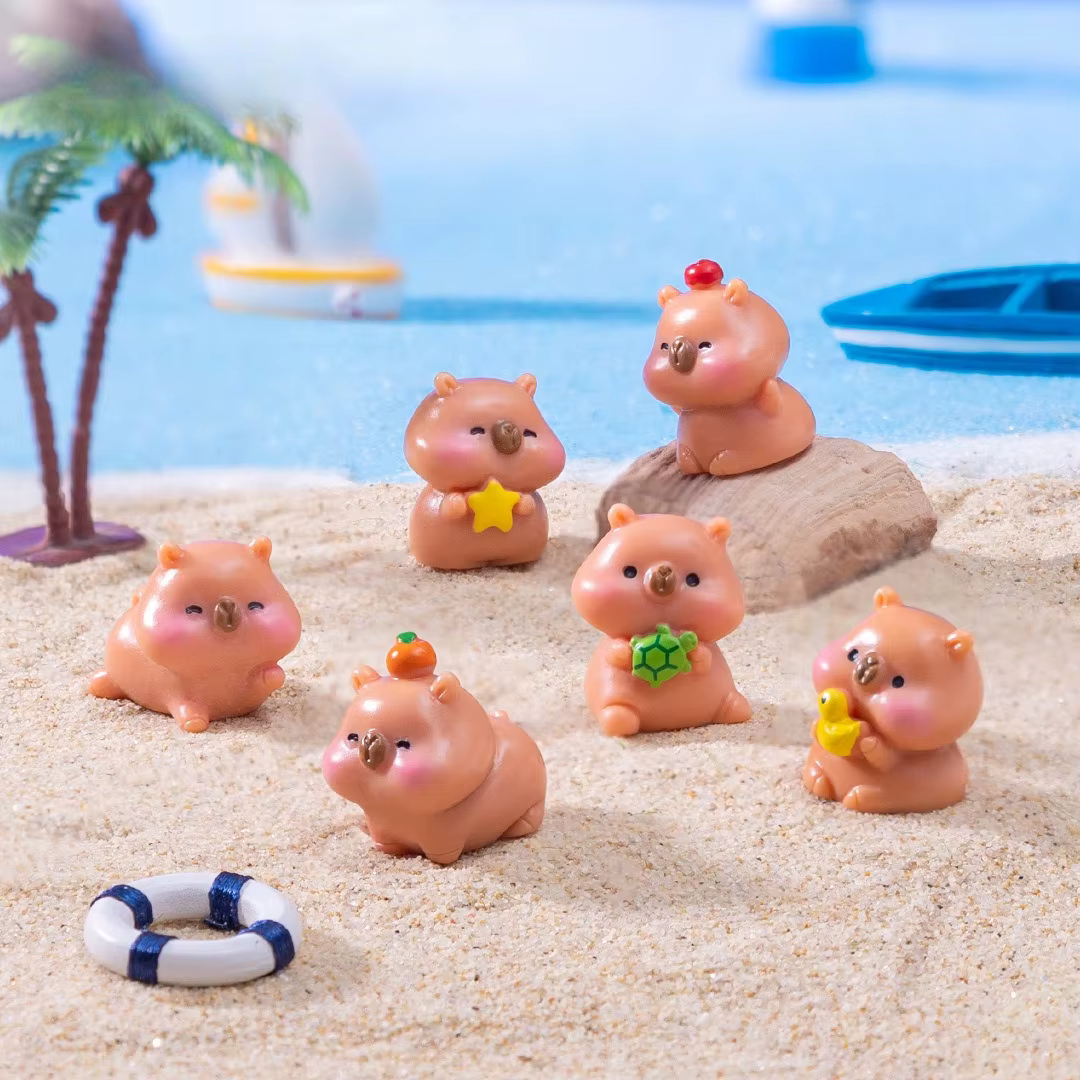 6 pièces mignon Mini Capybara Figurine bricolage paysage décor à la maison ornement maison de poupée Miniature fée jardin décoration accessoire moderne