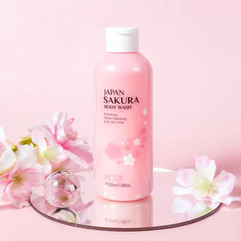 LAIKOU Sakura Gel douche longue hydratant lisse longue durée parfum mousse douce nettoyage du corps produit de bain 200ml
