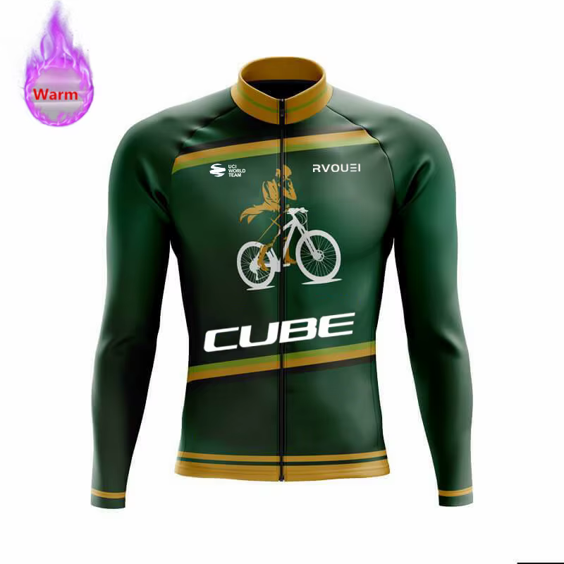 Hiver thermique polaire cyclisme maillot sport vélo Rvouei Cube Pro équipe montagne