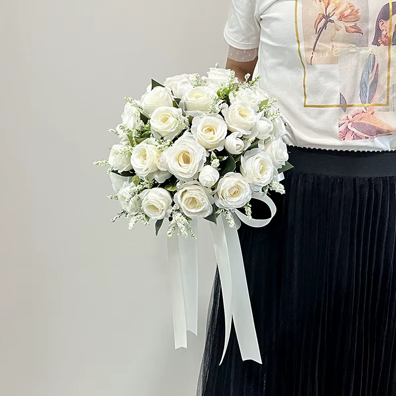 Bouquet de Mariée, Accessoires de Mariage, Fleurs Artificielles, Boutonnière de Demoiselle d'Honneur, Corsage de Marié, Décor de ix