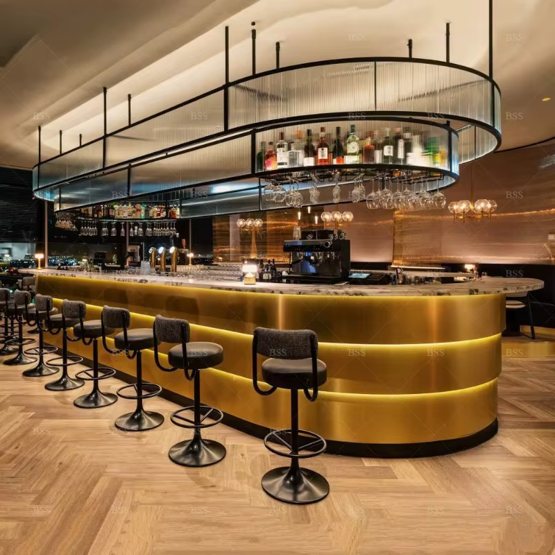 Comptoir de bar commercial pour restaurant à vendre – Idée de bar moderne et rétro, comptoir de bar en acier inoxydable de haute qualité, comptoir à café personnalisé