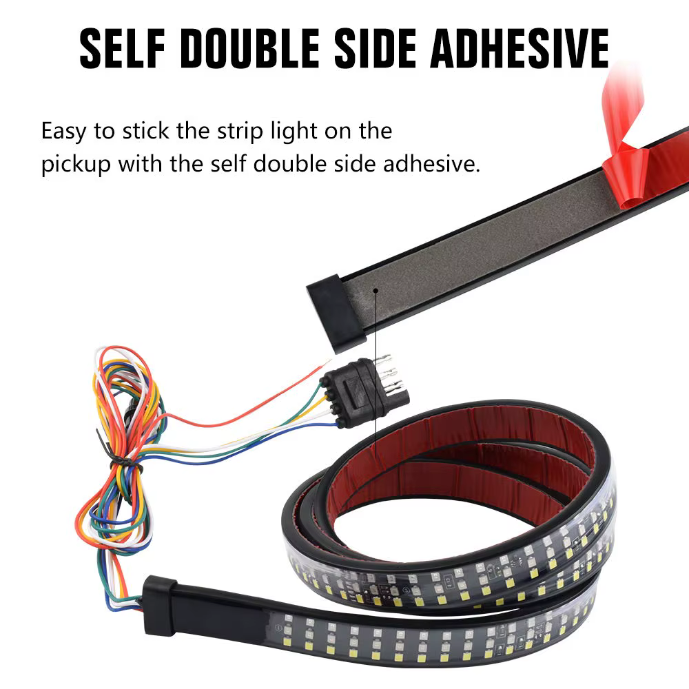 Barre lumineuse LED pour hayon de camion, 5 fonctions : clignotant, feux de circulation, feux de freinage, feux de recul, feux de détresse, 60 pouces, pour pick-up, SUV, remorque