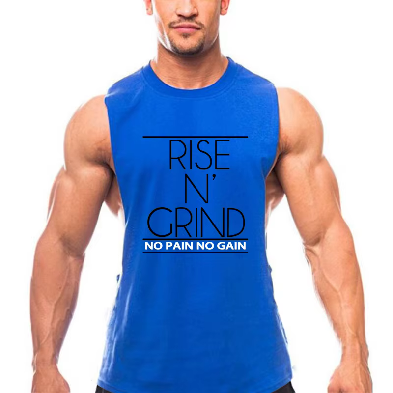 Gym musculation vêtements de course été coton respirant Singlets hommes formation sans manches débardeurs grandes fentes latérales chemises