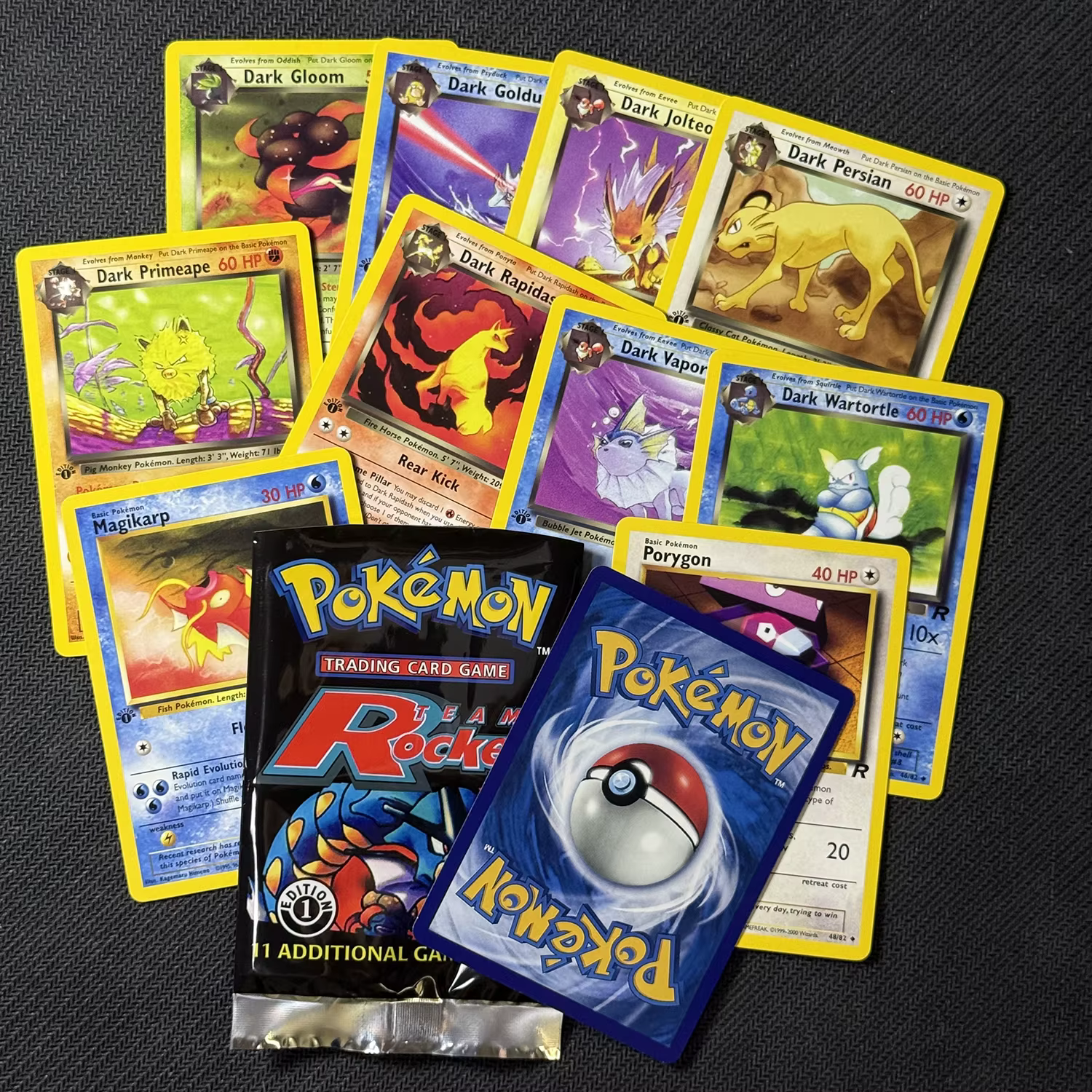 Team Rocket 11 cartes/paquet, paquets de boosters PTCG, cartes proxy, Dark Gyarados, Dark Charizard, Blastoise, PKM, jeu de cartes à collectionner