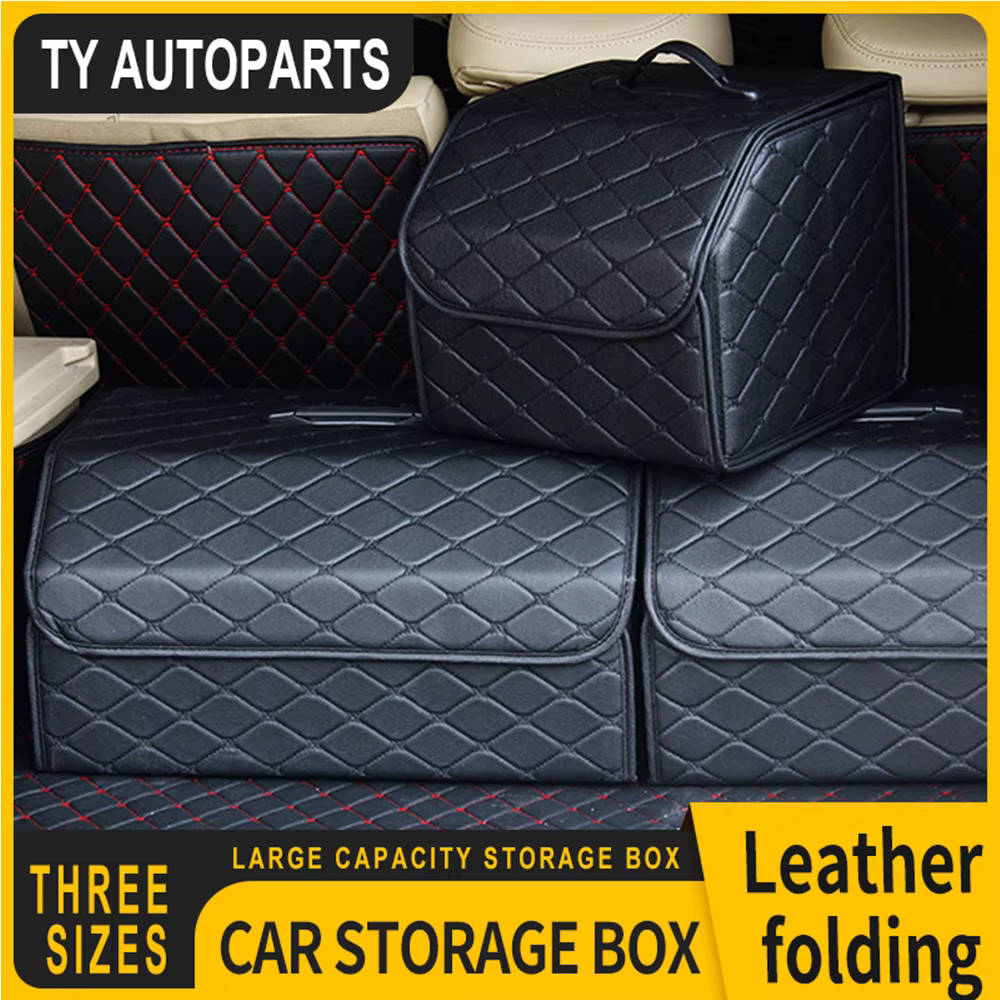 Boîte de rangement pour coffre de voiture, grande capacité, outils multi-usages automobiles, sac de rangement, rangement, rangement, cuir, pliable pour l'urgence