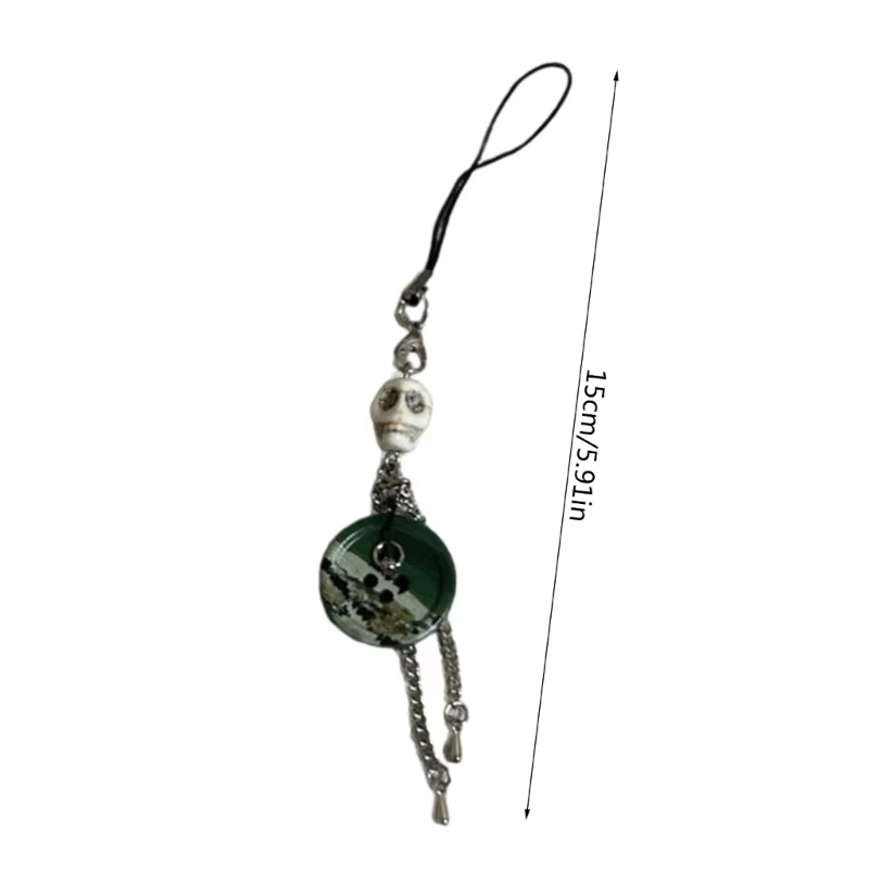 Pendentif bouton crâne Vintage, corde suspendue, chaîne téléphone, sangle, porte-clés, accessoire
