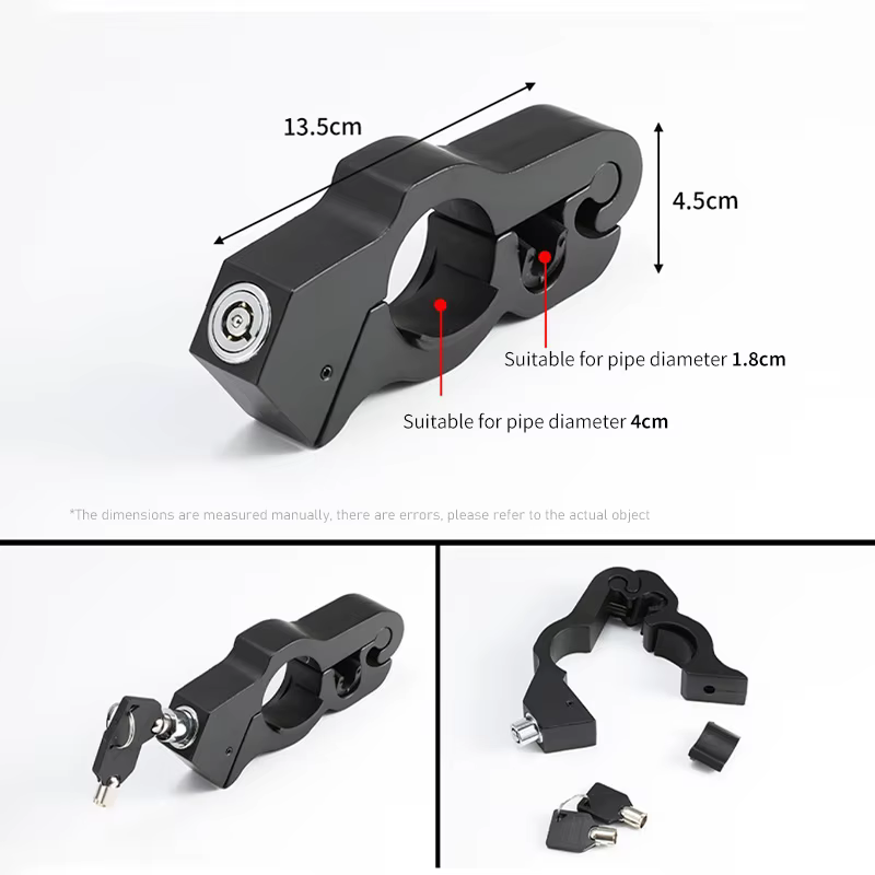 Verrou de guidon de moto, poignée de frein, verrouillage solide, imitant le vol, tige de traction, ATV, vélos de rue, antivol