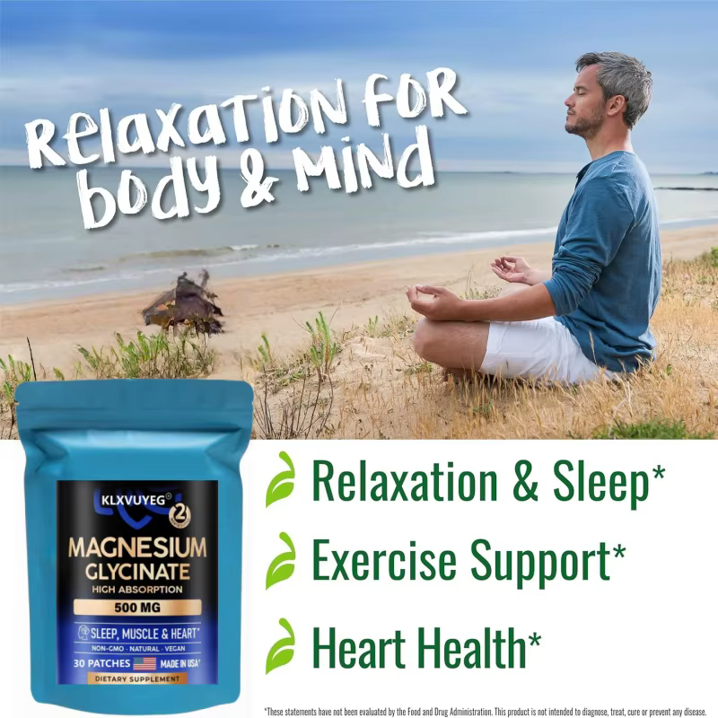 Glycinate de magnésium 500 mg - Complément avec Vitamine D3 et B6 - Chélaté - Favorise un sommeil réparateur