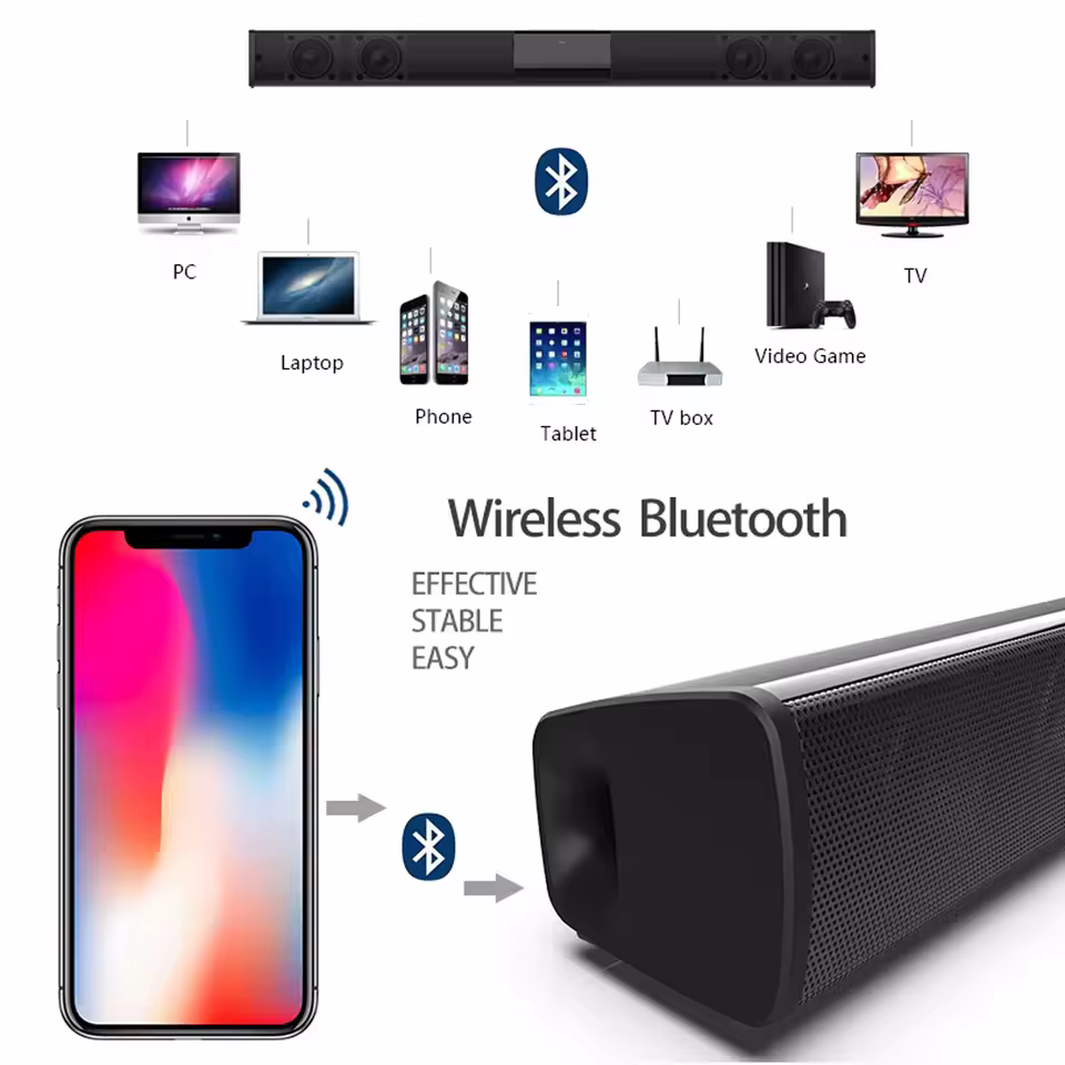 Barre De son caisson De basses sans fil pour TV haut-parleur Bluetooth barre De son boîte Radio De musique FM grande Bocina basse Blootooth Caixa De Som Coluna