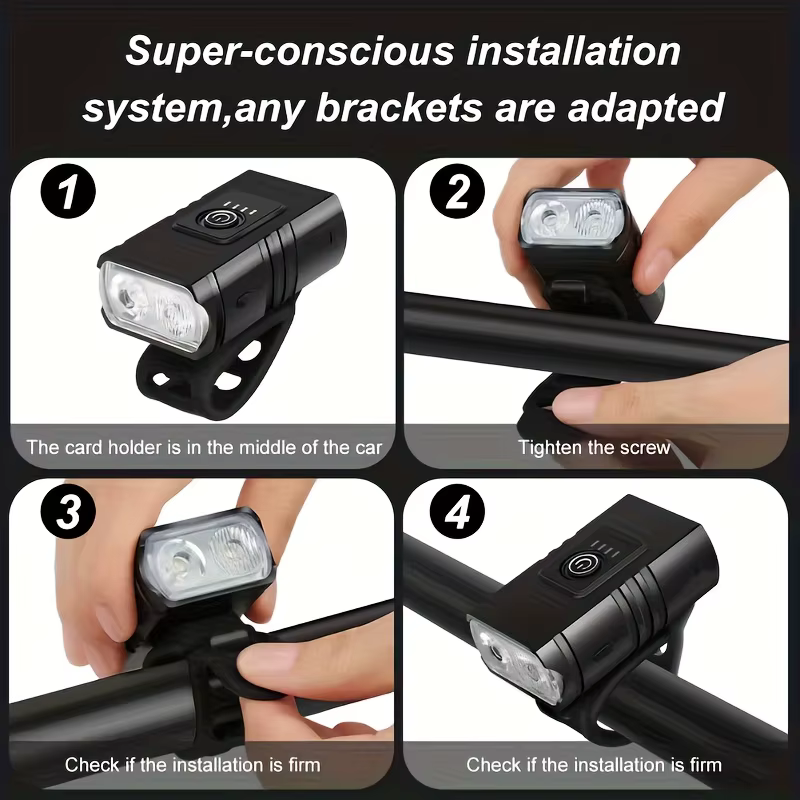 Lampe avant de vélo rechargeable par USB avec affichage de puissance, éclairage LED étanche pour vélo, phare de vélo, accessoires de cyclisme