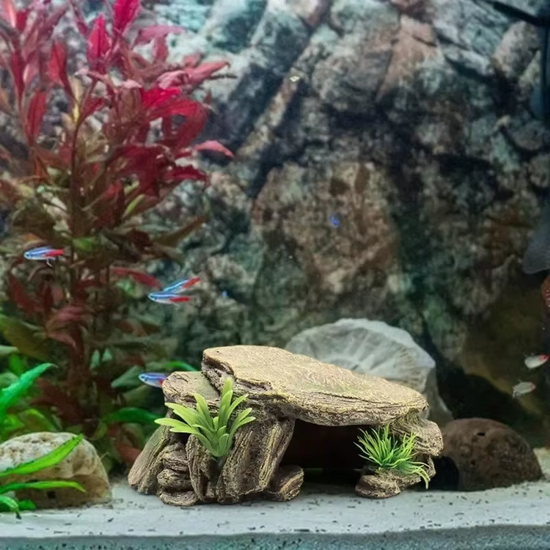 Décoration de réservoir de tortue d'aquarium, 1 pièce, terrasse, abri artificiel, ornement, Reptile, repos pour poissons, Terrapins, grenouilles, tortues